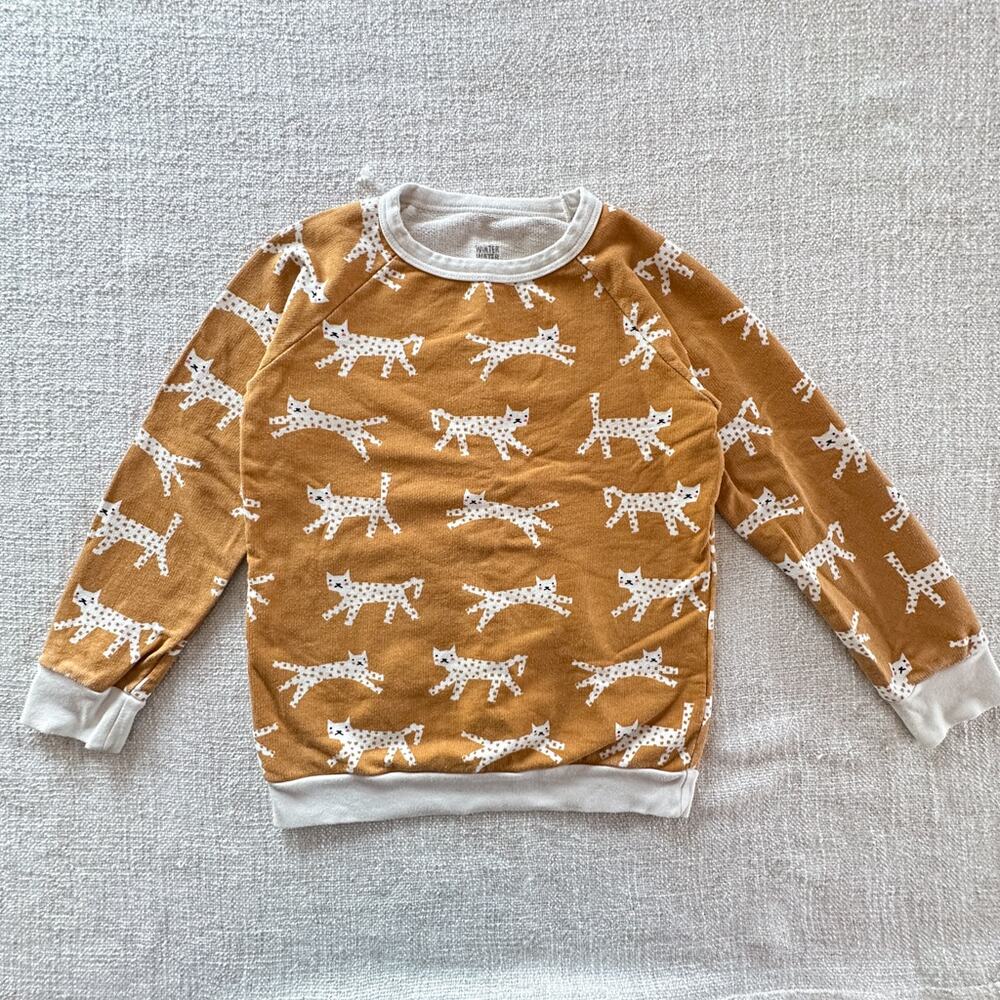 Winter Water Factory Kid's Organic Leopard Cat Sweatshirt GUC 8